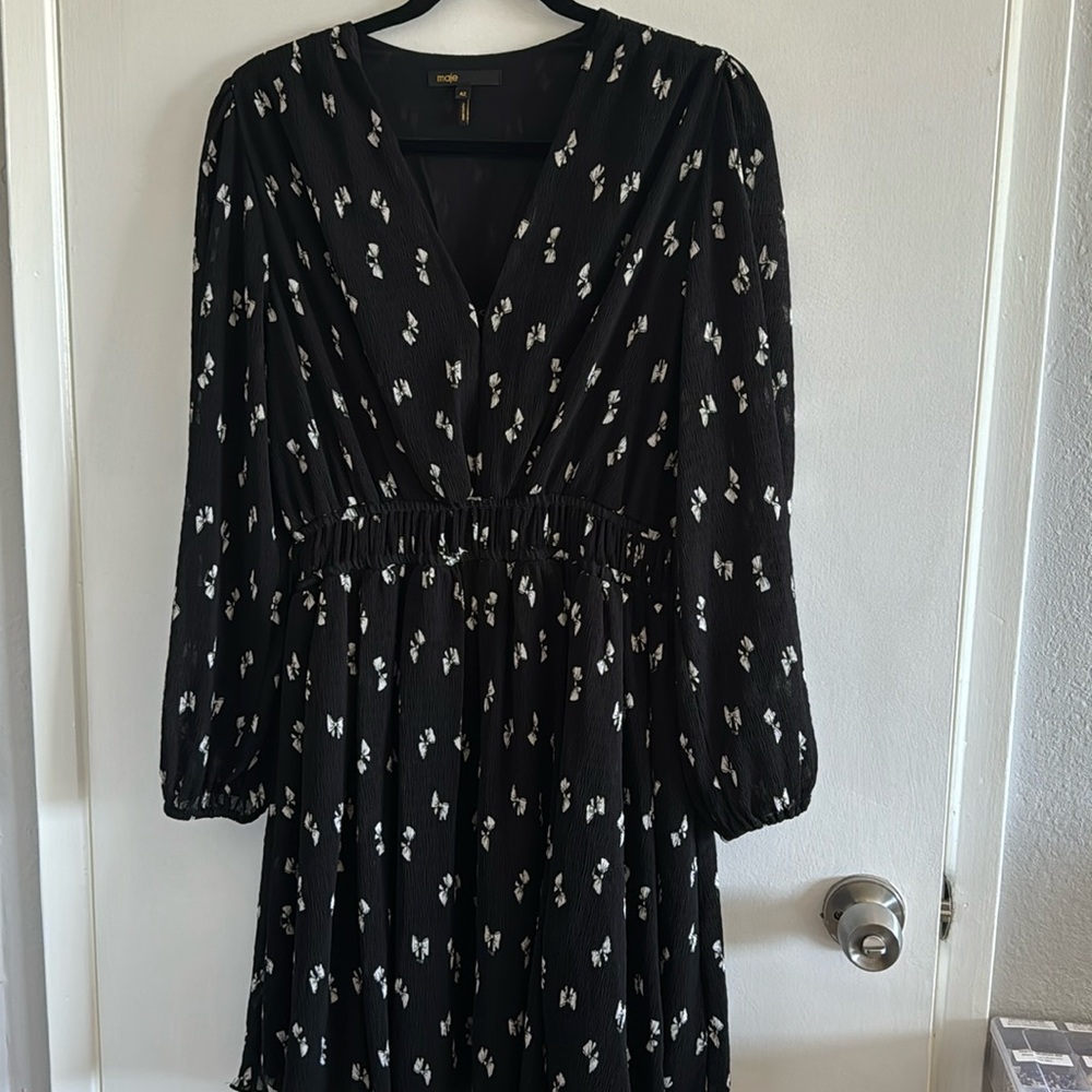 Maje Bow Print Dress SZ 42